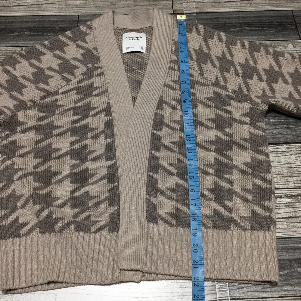Abercrombie Fitch Houndstooth Plaid Open Front Cardigan Sweater Women’s XS FLAW - Picture 2 of 9